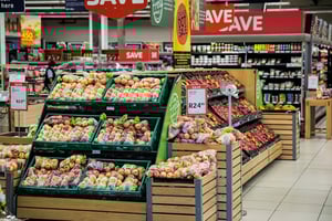 the Fruit and veg isle in a supermarket