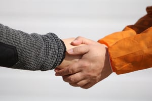 two people shaking hands 