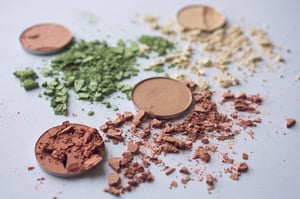 Broken up makeup with one brown eye-shadow untouched